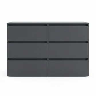Comoda 4home Ideea K, 76x120x42 cm, 6 sertare, Gri Grafit/Gri Grafit