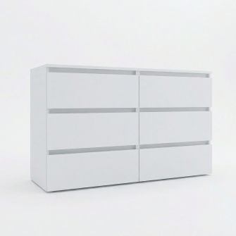 Comoda 4home Ideea K, 76x120x42 cm, 6 sertare, Nimfea Alba/Nimfea Alba