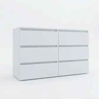Comoda 4home Ideea K, 76x120x42 cm, 6 sertare, Nimfea Alba/Nimfea Alba
