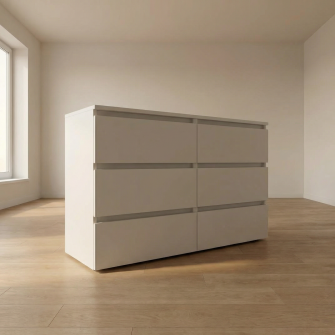 Comoda 4home Ideea K, 76x120x42 cm, 6 sertare, Nimfea Alba/Nimfea Alba