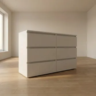 Comoda 4home Ideea K, 76x120x42 cm, 6 sertare, Nimfea Alba/Nimfea Alba