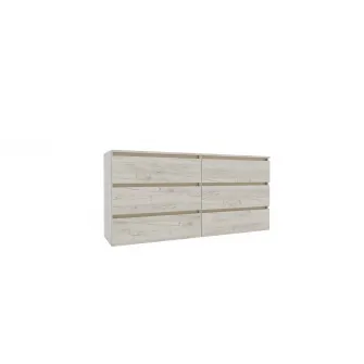 Комод 4home Ideea K, 76x160x42 см, 6 ящиков, Дуб Крафт Серый/Сатин