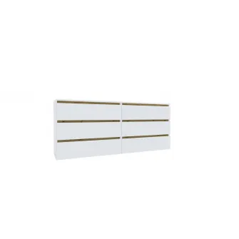 Comoda 4home Ideea K, 76x180x42 cm, 6 sertare, Nimfea Alba/Stejar Artizanal