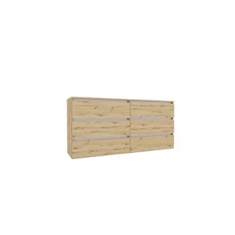 Comoda 4home Ideea K, 76x180x42 cm, 6 sertare, Stejar Artizanal/Nimfea Alba
