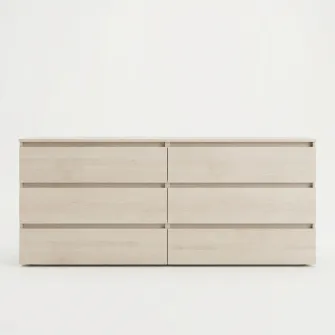 Comoda 4home Ideea K, 76x180x42 cm, 6 sertare, Stejar Kraft Gri/Satin