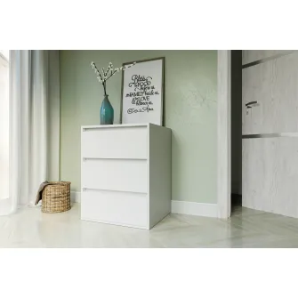 Comoda 4home Ideea K, 76x60x42 cm, 3 sertare, Nimfea Alba/Nimfea Alba