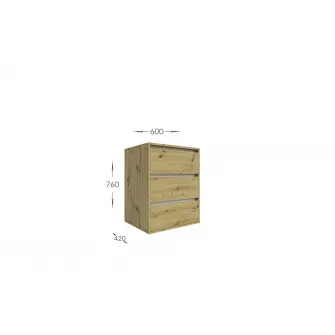 Comoda 4home Ideea K, 76x60x42 cm, 3 sertare, Nimfea Alba/Nimfea Alba