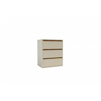 Comoda 4home Ideea K, 76x60x42 cm, 3 sertare, Satin/Stejar Kraft Auriu