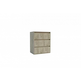 Comoda 4home Ideea K, 76x60x42 cm, 3 sertare, Stejar Kraft Gri/Satin