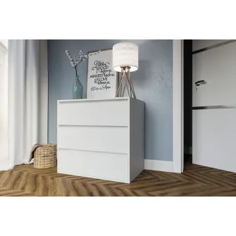 Comoda 4home Ideea K, 76x80x42 cm, 3 sertare, Nimfea Alba/Nimfea Alba