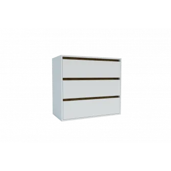 Comoda 4home Ideea K, 76x80x42 cm, 3 sertare, Nimfea Alba/Stejar Artizanal