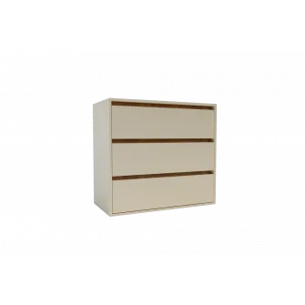 Comoda 4home Ideea K, 76x80x42 cm, 3 sertare, Satin/Stejar Kraft Auriu
