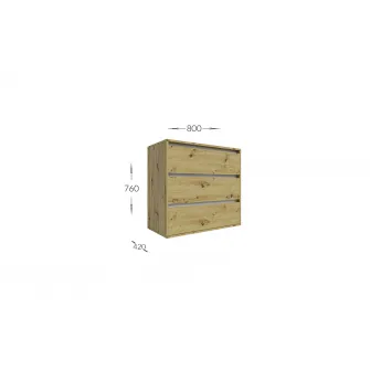 Comoda 4home Ideea K, 76x80x42 cm, 3 sertare, Stejar Artizanal/Gri Grafit
