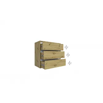 Comoda 4home Ideea K, 76x80x42 cm, 3 sertare, Stejar Artizanal/Gri Grafit