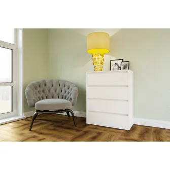 Comoda 4home Ideea K, 80x100x42 cm, 4 sertare, Nimfea Alba/Nimfea Alba
