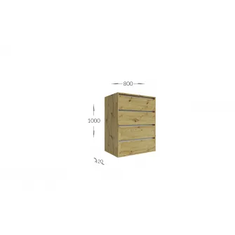 Comoda 4home Ideea K, 80x100x42 cm, 4 sertare, Stejar Artizanal/Gri Grafit