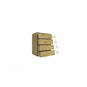 Comoda 4home Ideea K, 80x100x42 cm, 4 sertare, Stejar Artizanal/Gri Grafit