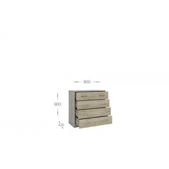 Comoda 4home K, 80x80 cm, 4 sertare, Nimfea Alba