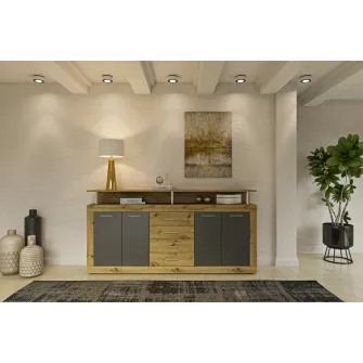Комод 4home Praga, 195x97x37 см, Дуб Сонома/Нимфея Альба