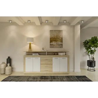 Комод 4home Praga, 195x97x37 см, Дуб Сонома/Нимфея Альба