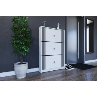 Comoda pentru pantofi 4home Lite, 80x120x17 cm, Nimfea Alba, cu frezare