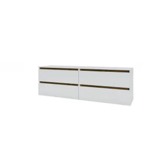 Comoda TV 4home Ideea, 52x160 cm, 2x2 sertare, Nimfea Alba/Stejar Artizanal