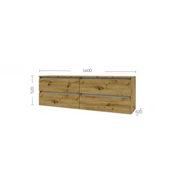 Comoda TV 4home Ideea, 52x160 cm, 2x2 sertare, Satin/Stejar Kraft Auriu