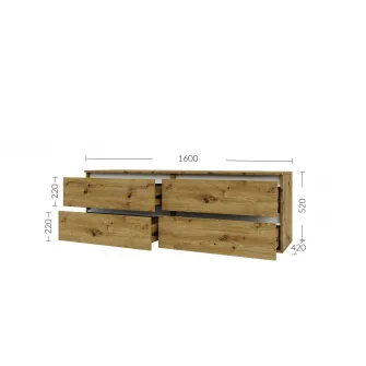 Comoda TV 4home Ideea, 52x160 cm, 2x2 sertare, Stejar Artizanal/Nimfea Alba