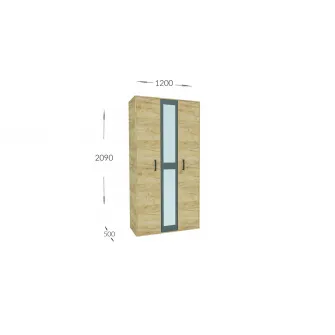 Dulap cu balamale 4home Viva, 209x120x50 cm, cu oglinda, Stejar Artisan/Gri Grafit