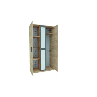Dulap cu balamale 4home Viva, 209x120x50 cm, cu oglinda, Stejar Artisan/Gri Grafit
