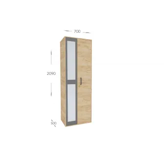 Dulap cu balamale 4home Viva, 209x70x50 cm, cu oglinda, Stejar Artisan/Gri Grafit