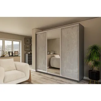 Dulap Cupe 4home, 2 Usi PAL 1Oglinda, Gri Grafit, 190x45x240 cm