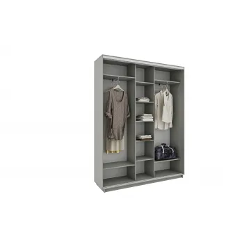 Dulap Cupe 4home, 2 Usi PAL 1Oglinda, Gri Grafit, 190x45x240 cm