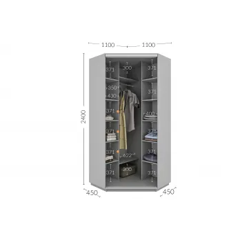 Dulap Cupe de Colt 4home, 2 Usi, Nymphea Alba 2P-15, 110x240x110 cm