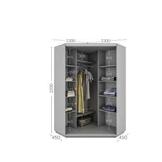 Dulap Cupe de Colt 4home, 2 Usi, Nymphea Alba 2P-15, 130x220x130 cm