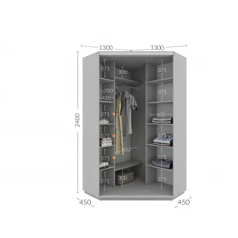 Dulap Cupe de Colt 4home, 2 Usi, Nymphea Alba 2P-15, 130x240x130 cm