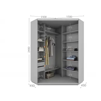 Dulap Cupe de Colt 4home, 2 Usi, Nymphea Alba 2P-15, 150x240x150 cm
