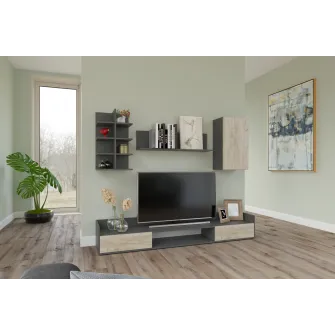 Living 4home Calisto, Stejar Kraft Auriu/Argila Gri