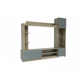 Living 4home Delux, 203.2x177x33 cm, Stejar Kraft Gri/Gri 