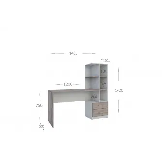 Masa 4home Flex (Masa stanga), 148.5x142x50 cm, Industrial/Nimfea Alba