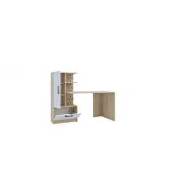 Masa 4home Standard (Masa dreapta), 150x120x60 cm, Stejar Kraft Auriu/Nimfea Alba