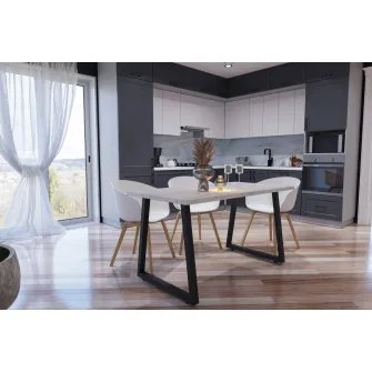 Masa de dining 4home Atlanta, picioare metalice, Stejar Sonoma, 120x80 cm