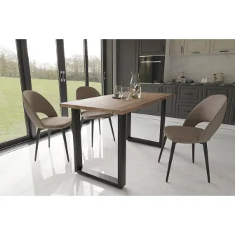 Masa de dining 4home Denver, picioare metalice, Stejar Kraft Tabaco, 120x60 cm