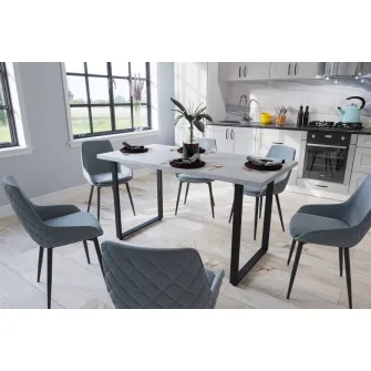 Masa de dining 4home Seattle, picioare metalice, Stejar Kraft Alb, 100x60 cm