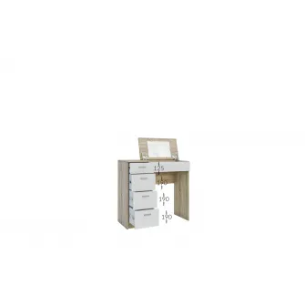 Masa de toaleta 4home Charm, 90x82x42 cm, Stejar Kraft Tabaco/Satin