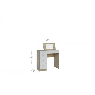 Masa de toaleta 4home Charm, 90x82x42 cm, Stejar Sonoma/Nimfea Alba