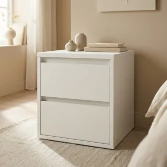Тумба прикроватная 4home Ideea, 40x40x35 см, 2 ящика, Нимфея Альба/Нимфея Альба