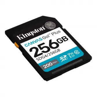 256GB SD Class10 UHS-I U3 (V30)  Kingston Canvas Go! Plus G4, Read: up to 200MB/s, Write: up to 160MB/s, Ideal for DSLRs/Drones/Action cameras