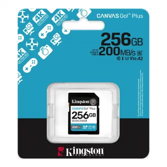256GB SD Class10 UHS-I U3 (V30)  Kingston Canvas Go! Plus G4, Read: up to 200MB/s, Write: up to 160MB/s, Ideal for DSLRs/Drones/Action cameras