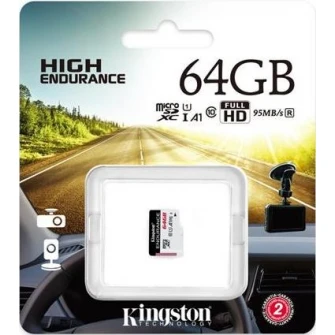 64 ГБ microSD Class10 A1 UHS-I FC Kingston High Endurance, 600x, до: 95 МБ/с, высокая производительность, бесшовная запись